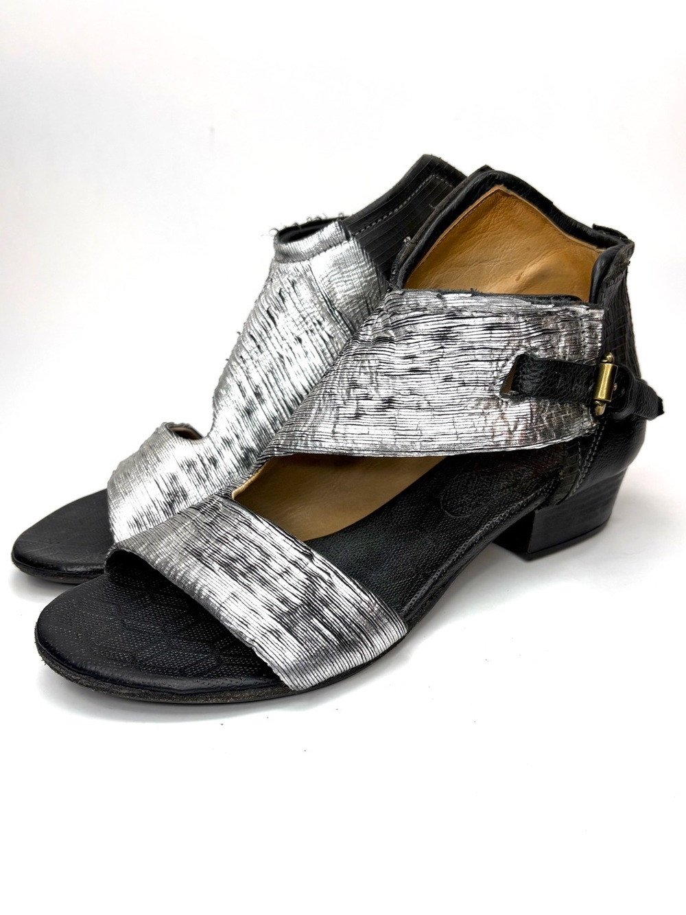 A.S.98 Black and Silver Strap Sandals | 39